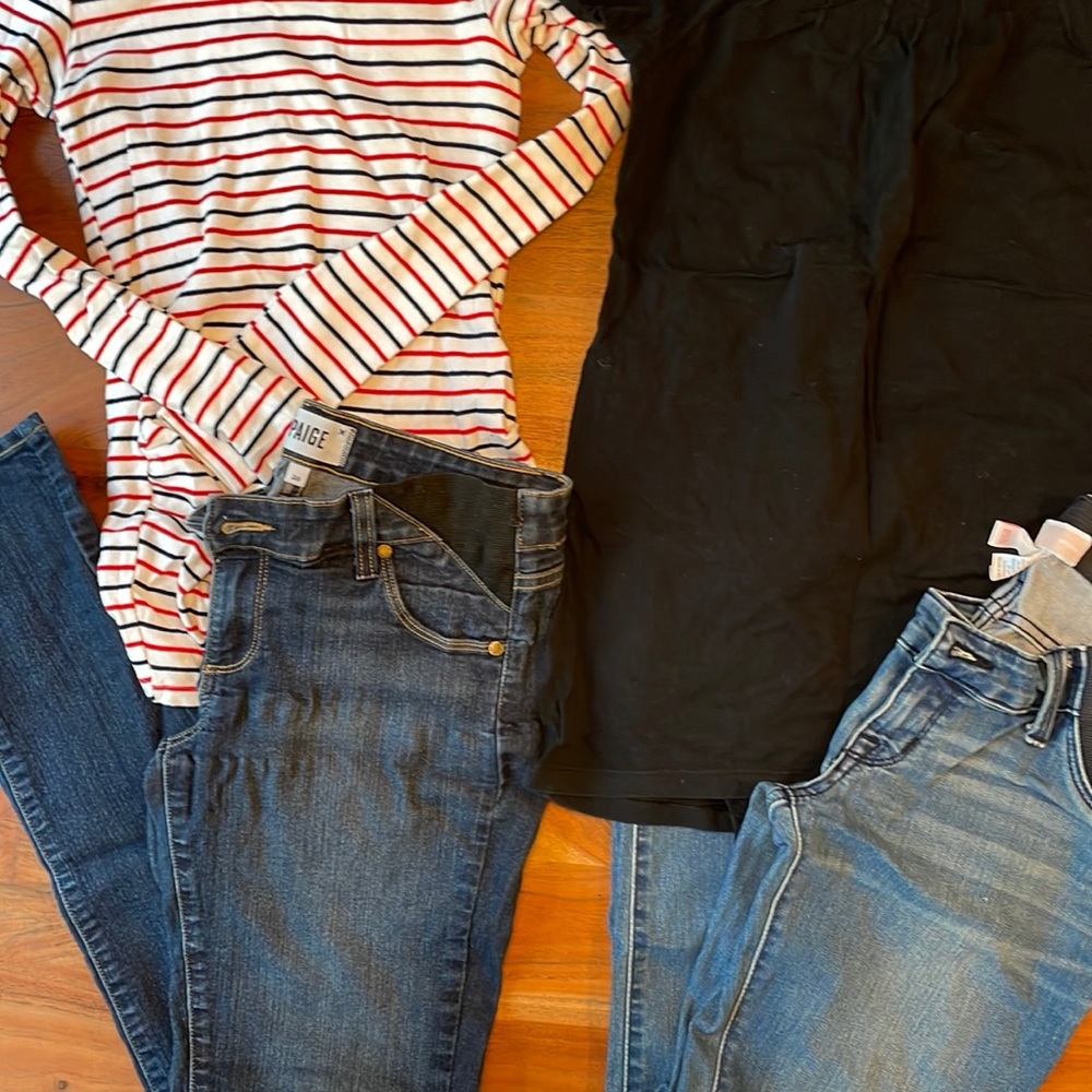 2 maternity outfits including Paige denim